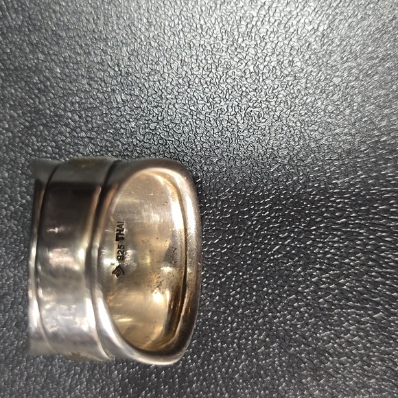 Silpada Cigar Style Ring Stamped 9.25 with gold banding around the center - Picture 4 of 8